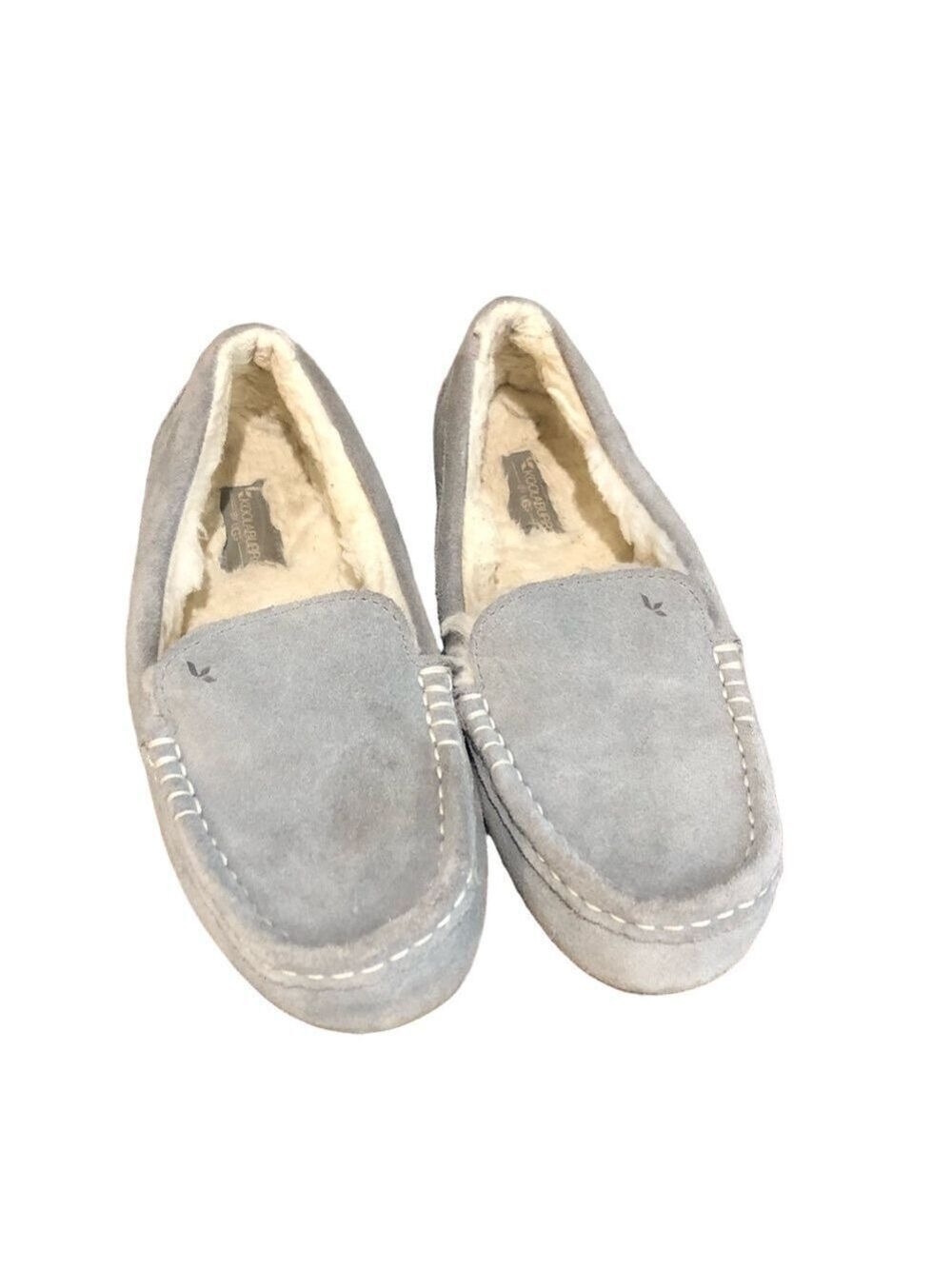 Koolaburra by UGG gray suede slippers/moccasins. Faux fur lined. Size 7